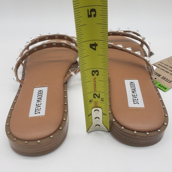 1124- Steve Madden Lodell Studded 3-Band Slip-On Sandals Size 7 NWT - Picture 9 of 9